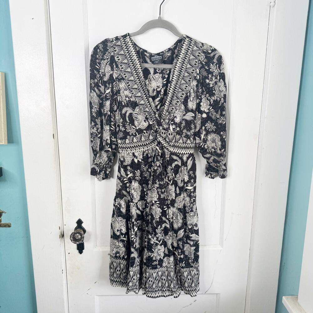 VTG Vintage Angie Black Twist Front Y2K Witchy Whimsigoth Dress Ruffle Sleeve S